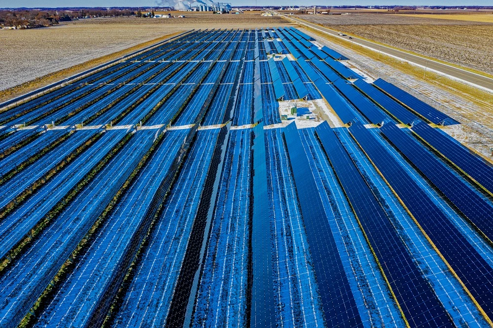 Blue panels in the field 